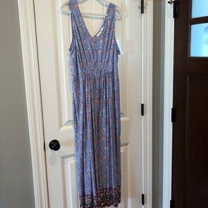 Lucky brand tiered floral maxi dress boho cottagecore hippie size 1X NWT
